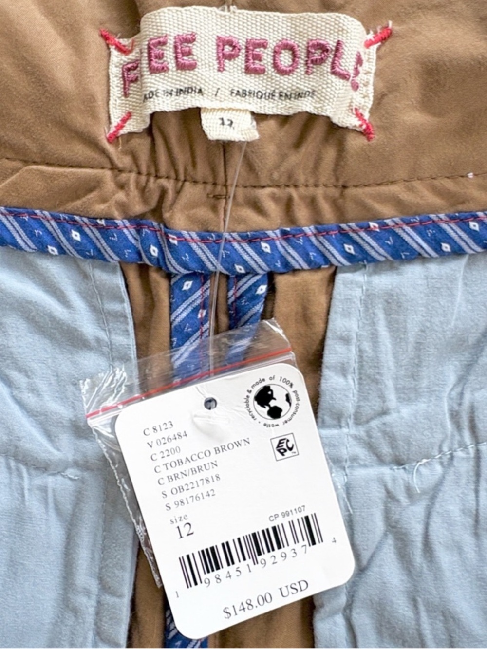 NWT Free People Wide Leg Buckle Back Pants Tobacco Brown Size 12 Retail $148.00 - Picture 11 of 15